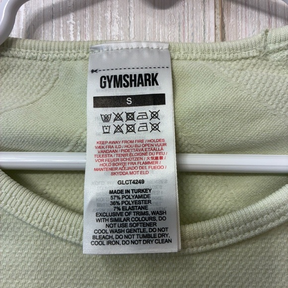 Gym Shark Shirt Women's S Pale Green Long Sleeve Cropped Thumb Holes Open Back - Picture 4 of 4